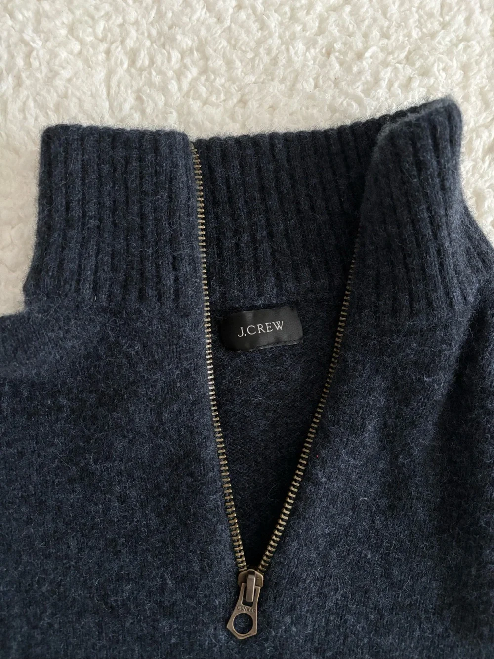 J.Crew Merino Wool Quarter Zip Sweater Navy Sz Est. Small
